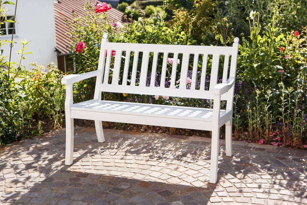 Bank Hohenzollern, 115 cm, weiß Kunststoff weiß, 2-sitzig Produktbild 5