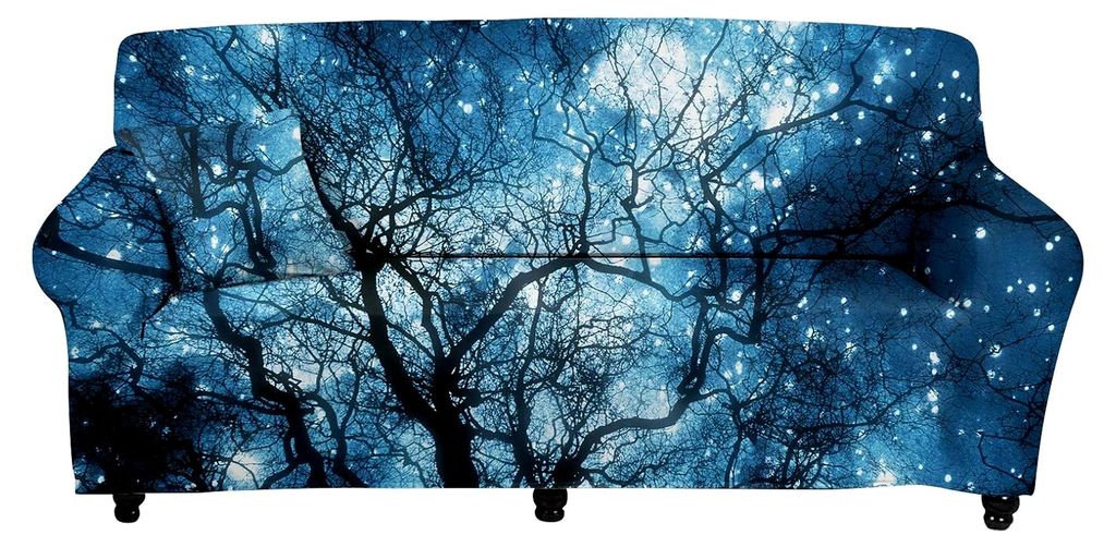 Galaxy Tree Sofa-Schonbezug für 1-Sitzer, Blau, Fantasie, Vollmond, Sternenhimmel, Sterne in der Nacht, Wald, kreativer Couchbezug, Stretch-Sessel...