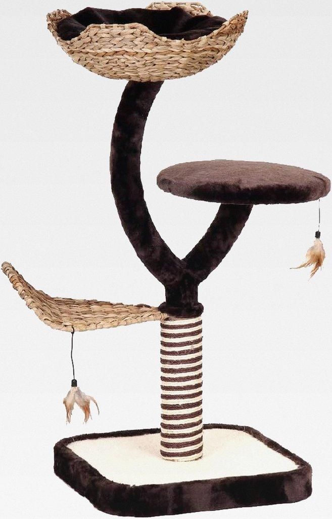 Natural Magnolia - Kratzbaum für ausgewachsene Katzen, aus natürlichen Materialien, mit Sitzen, Kissen, kratzbaren Teilen, 45x45x99 cm