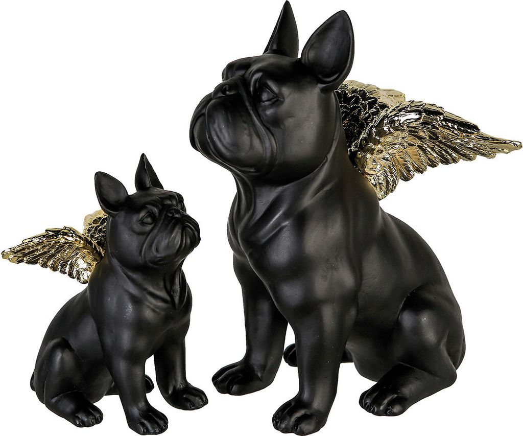 Gilde Figur, Bulldogge, "Flying Bulli", Kunstharz, schwarz, Produktbild 