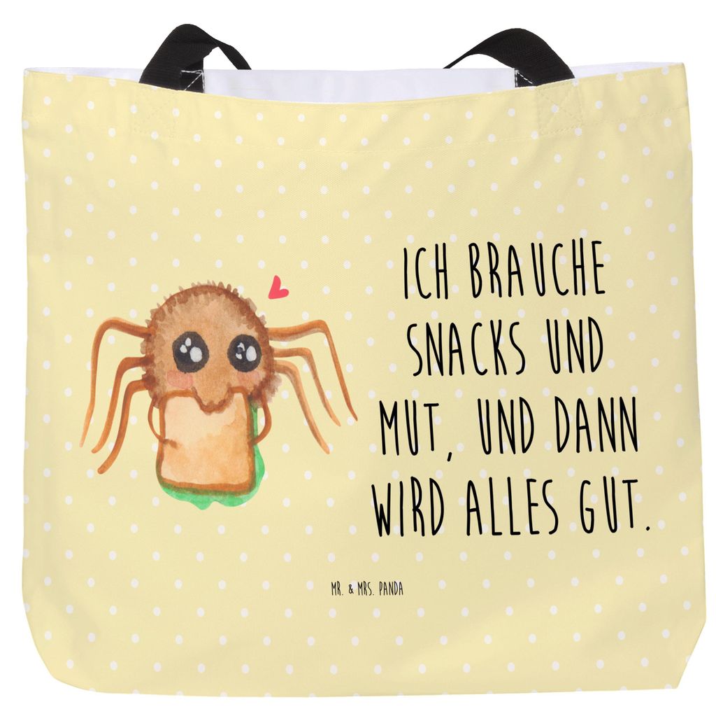 Mr. & Mrs. Panda Reisetasche Spinne Agathe Sandwich - Gelb Pastell - Geschenk, Hungrig, Hunger, Laptoptasche, Glück, Tote Bag, Mut, Strandtasche, ...