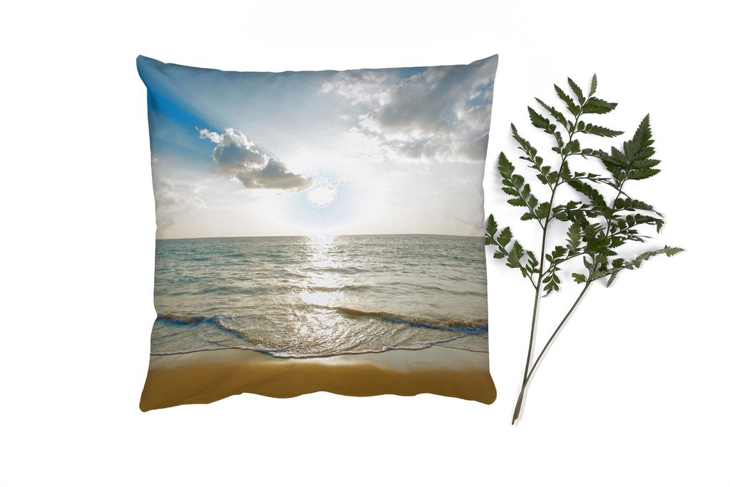 MuchoWow Zierkissen Sofakissen Wohnzimmer Dekokissen 60x60 cm Meer - Sommer - Strand - Sitzfläche - Foto Polster
