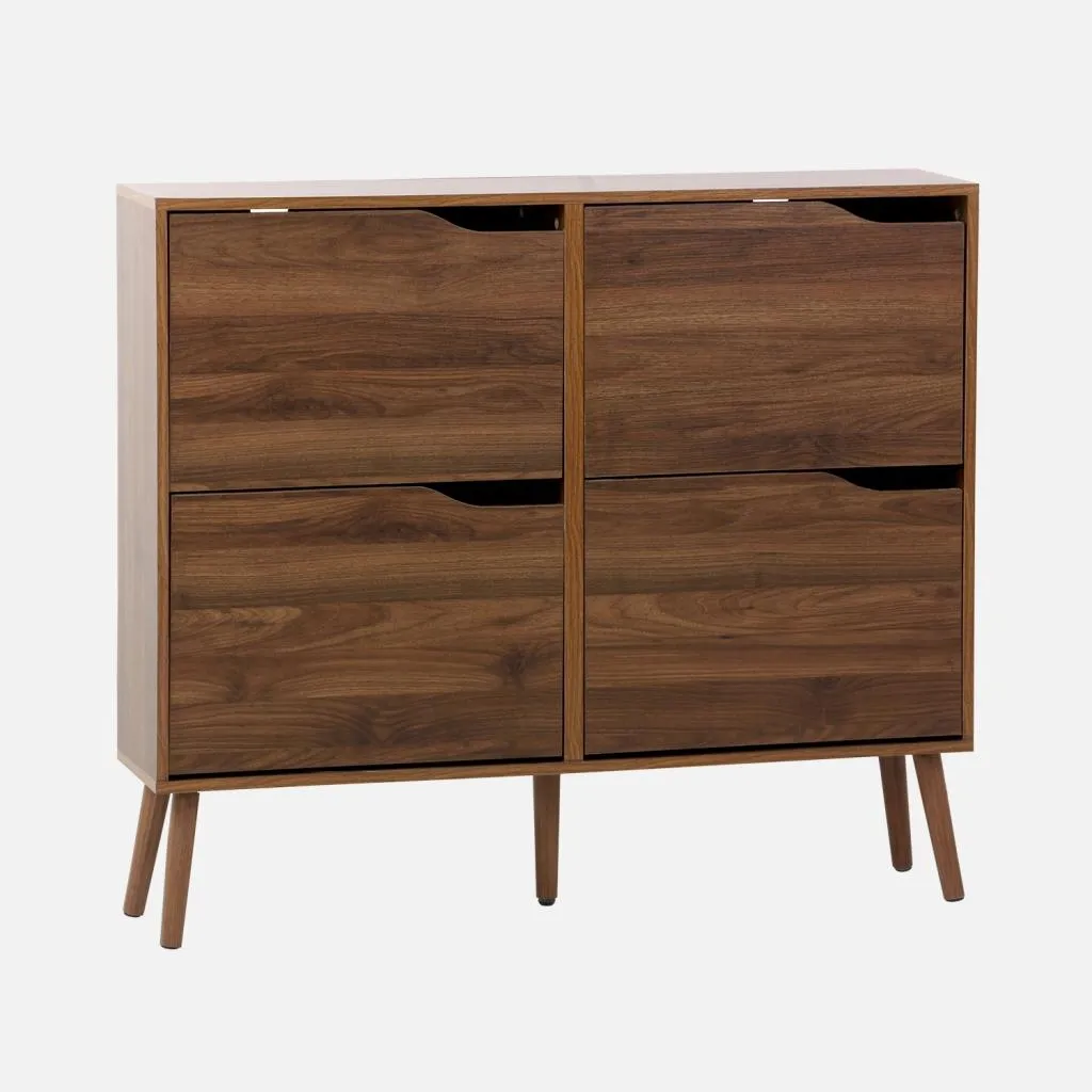 Scarpiera Noce Slim 4 Ante Ribalta | Mobile Scarpe Design Moderno
