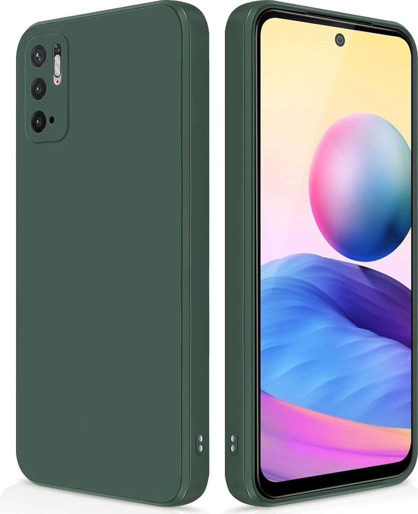 Silikon Hülle für Xiaomi Redmi Note 10 5G Flüssigsilikon Dünn Gel Gummi Matt Kratzfeste Schutzhülle Nachtgrün