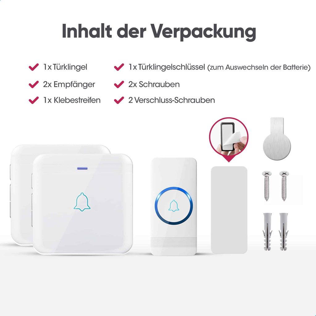 Funkklingel Set Wasserdicht - 59 Melodien Mit 300m Reichweite Für Haus Und Garten