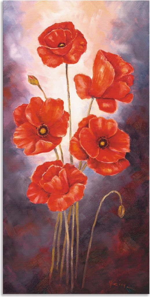 ARTland Wandbild Alu für Innen & Outdoor Mohn V Größe: 20x40 cm