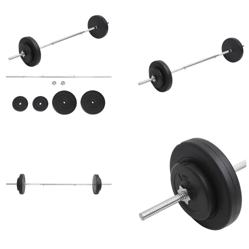 Ensemble d'haltères longues 30 kg pour musculation à domicile sûre