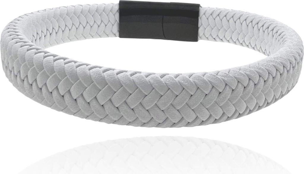 MARTIN1985 Weißes Modisches Armband Uni Damen Herren mit magnetischem Edelstahlverschluss Geschenkverpackung Länge - 22,5 cm