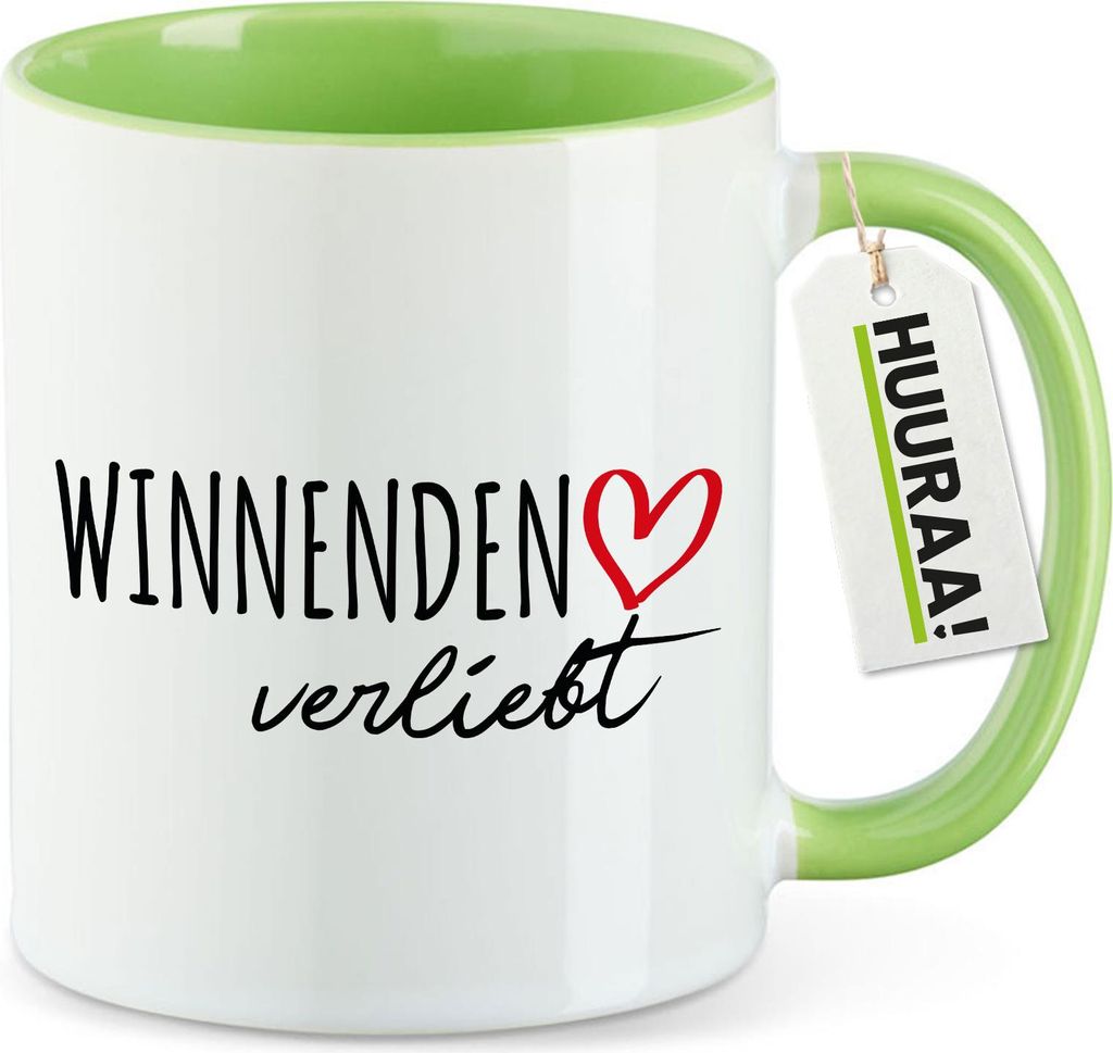 Huuraa Kaffeetasse Winnenden verliebt 330ml Grün Keramik Kaffeebecher Geschenkidee