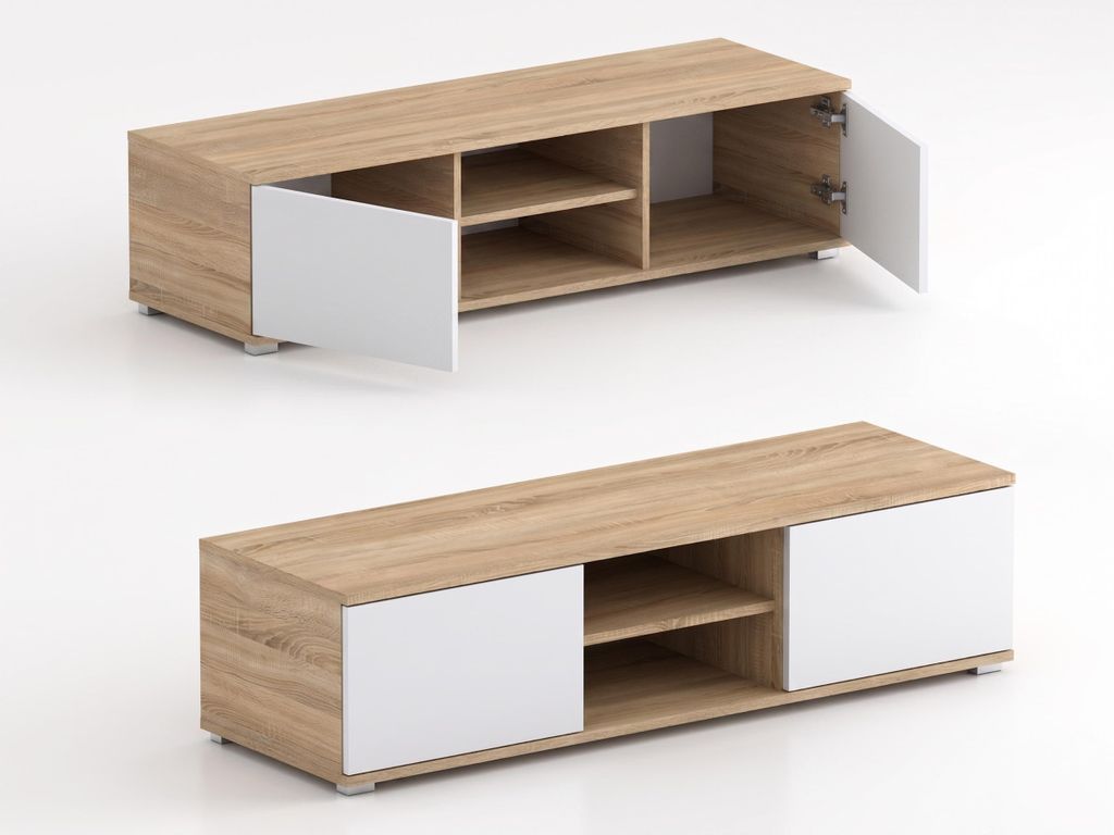 Televízny stolík 120 cm, dub Sonoma a biela | Moderný Obrázok produktu 