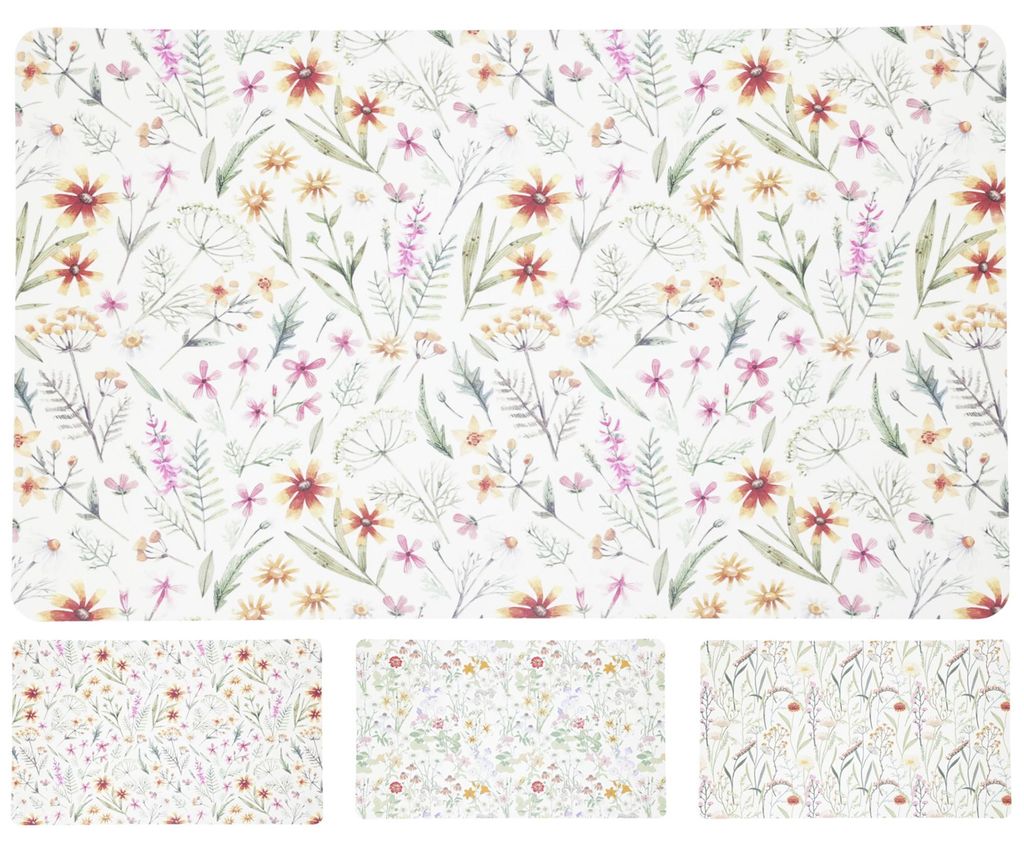 6er Set hochwertige Blumen Platzsets aus Kunststoff Produktbild 
