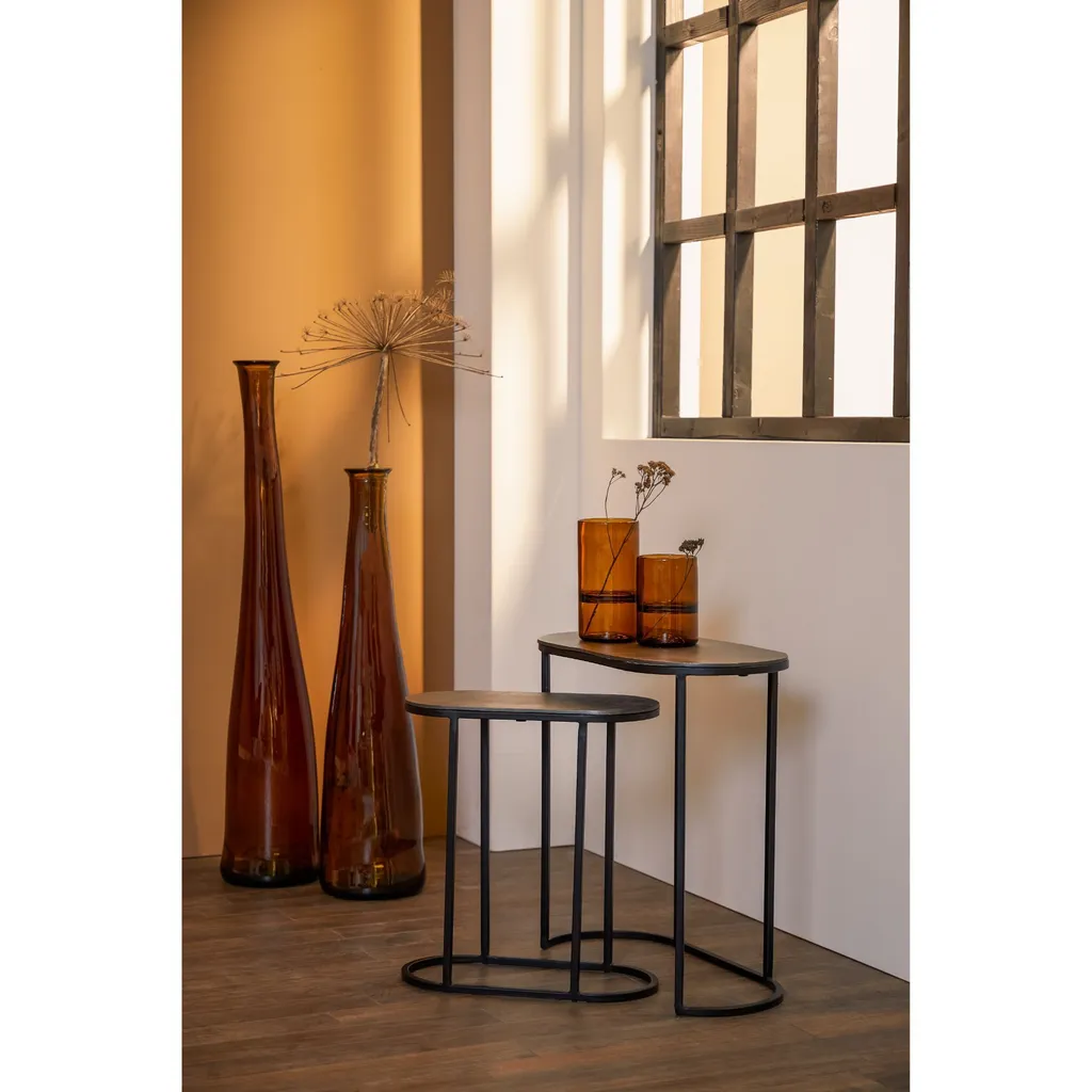 Set de 2 tables d'appoint Bocov Light & Living antique plomb et noir - 9