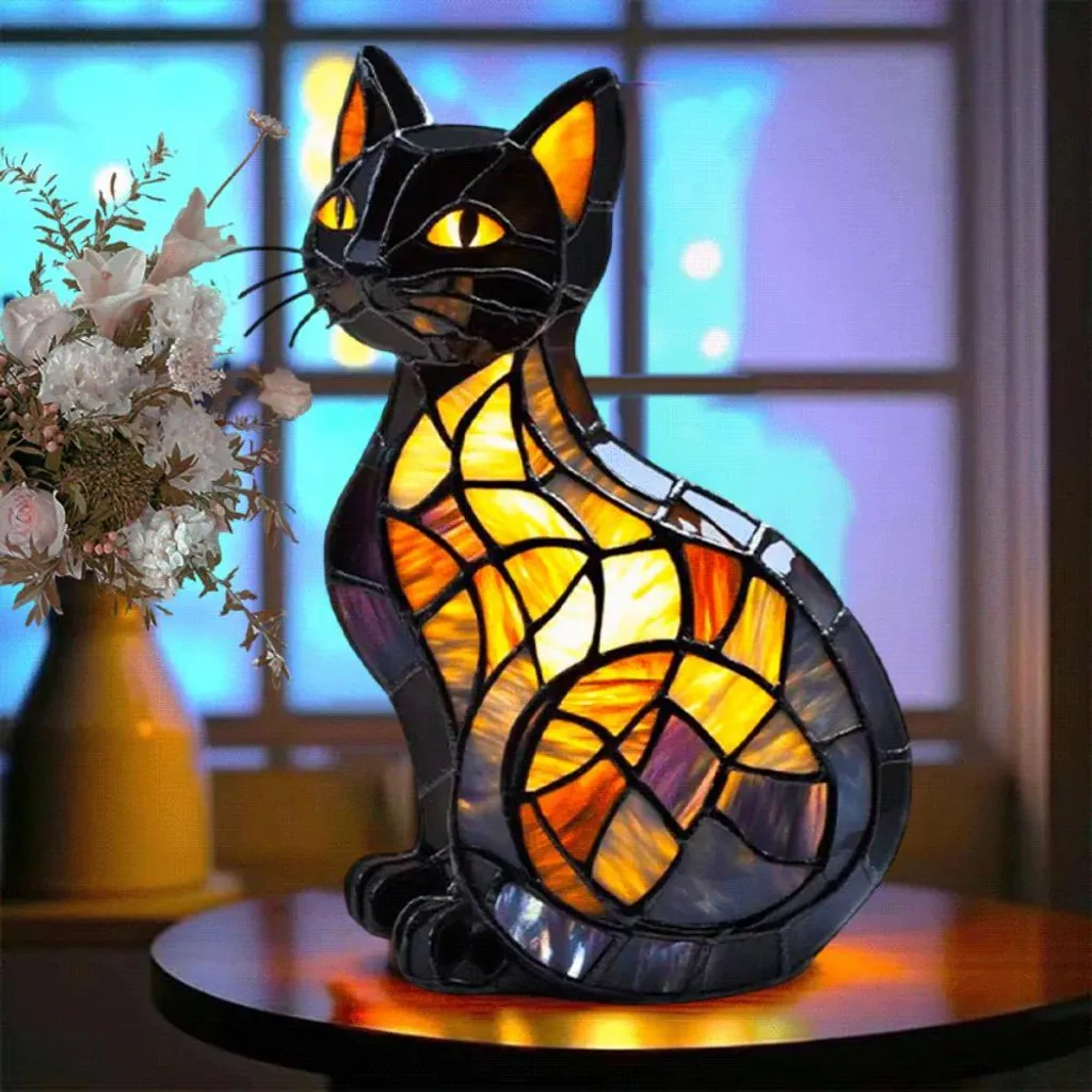 Lampe Chat Originale Veilleuse Mosaïque Colorée avec Éclairage Douceur - 5