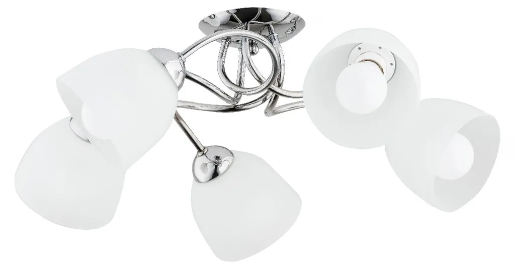 Plafonnier 5 Lumières E27 Métal Blanc et Chrome SILIA Format 68x68 cm