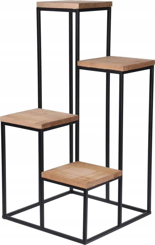 Home&Styling Piantana 4 Ripiani | Minimal Design Naturale e Nero