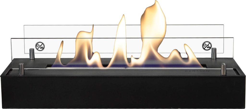 Xaralyn Ethanol-Kamin - Ethanolbrenner L - schwarz - 3 kW Heizung - Ethanol Einbaukamin - echte Flammen