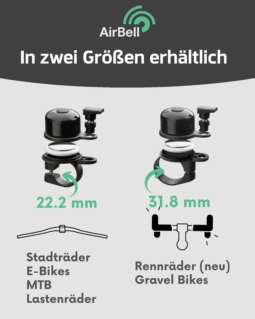 Sonnette vélo discrète avec support AirTag intégré - Antivol GPS 22,2 mm