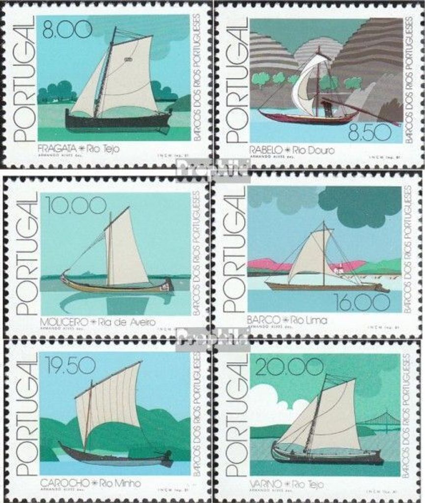 Briefmarken Portugal 1981 Mi 1516-1521 (kompl.Ausg.) postfrisch Boote auf portugiesischen Flüssen