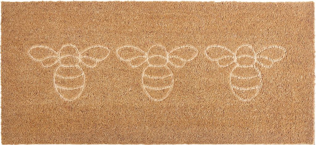 BELIANI Fußmatte Naturfarbe Kokos PVC-Rücken Anti-Rutsch 55 x 120 cm Bienenmotiv Modern Inneneinrichtung