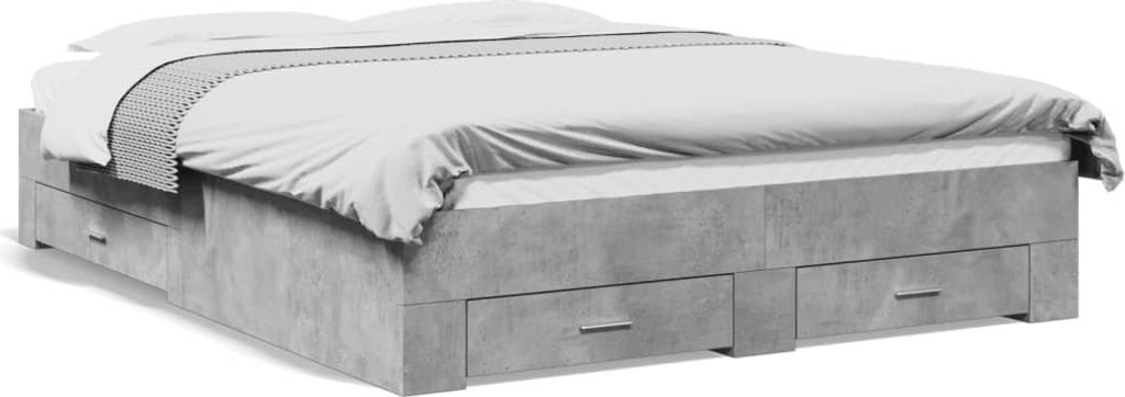 "2026 Promotion" Bettgestell moderne - mit Schubladen - Betongrau 140x200 cm - Holzwerkstoff - Polsterbett CC13866