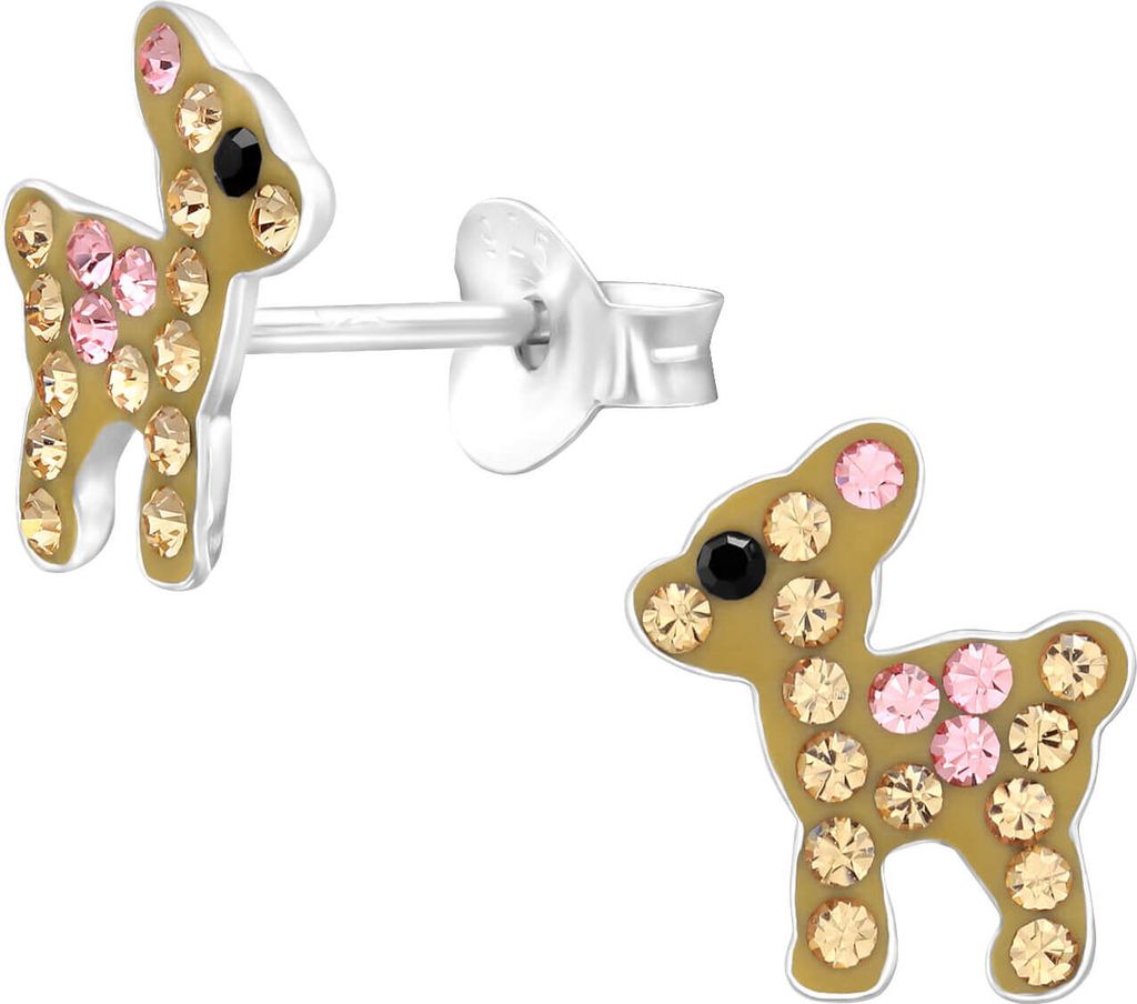 Kinder Ohrringe Ohrstecker 925 Sterling Silber Rehkitz mit Produktbild 