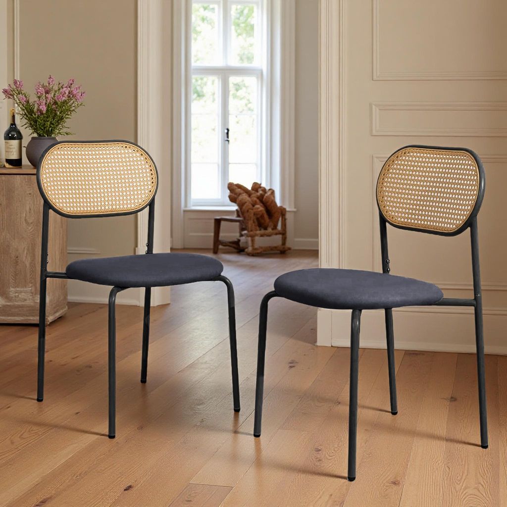 ProximaX Esszimmerstühle im 2er-Set, Rattansitz, stabile Produktbild 