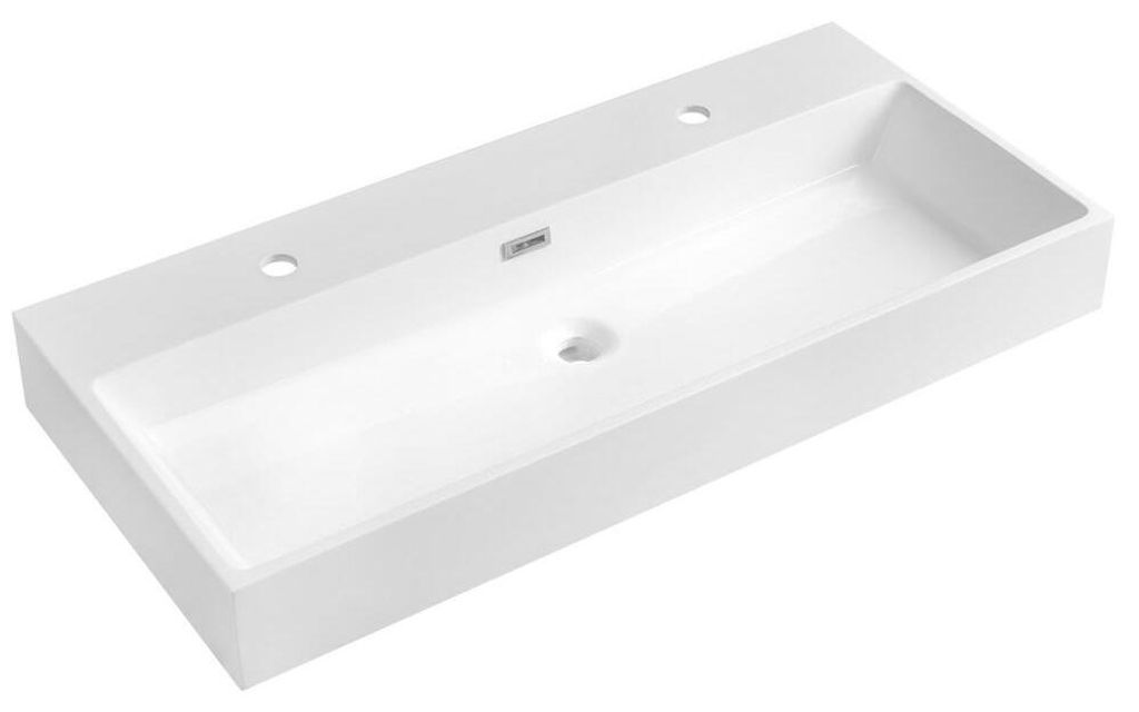 AQUATIC Waschtisch, Gussmarmor, 100x46cm, 2x Armaturloch, Produktbild 