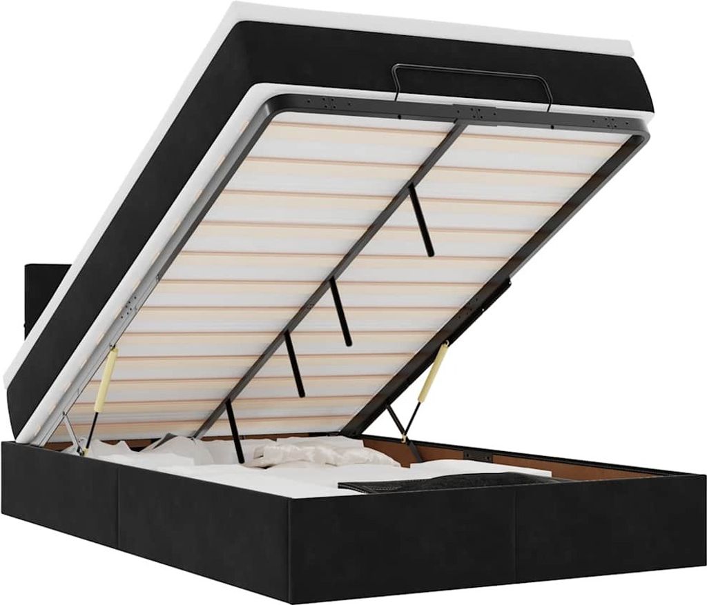 vidaXL Ottomane Bett mit Matratze & LEDs Schwarz 120x190 cm Samt