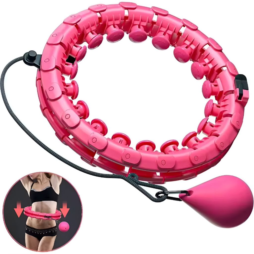 Nastaviteľná záťažová ružová obruč Hula Hoop s masážnym Obrázok produktu 12