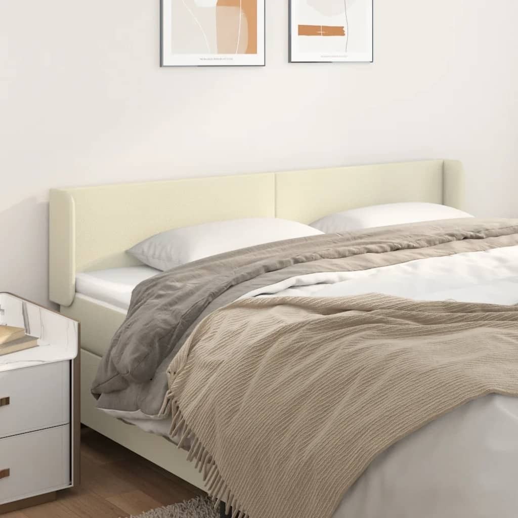 The Living Store Kopfteil mit Ohren Creme 203x16x78/88 cm Kunstleder