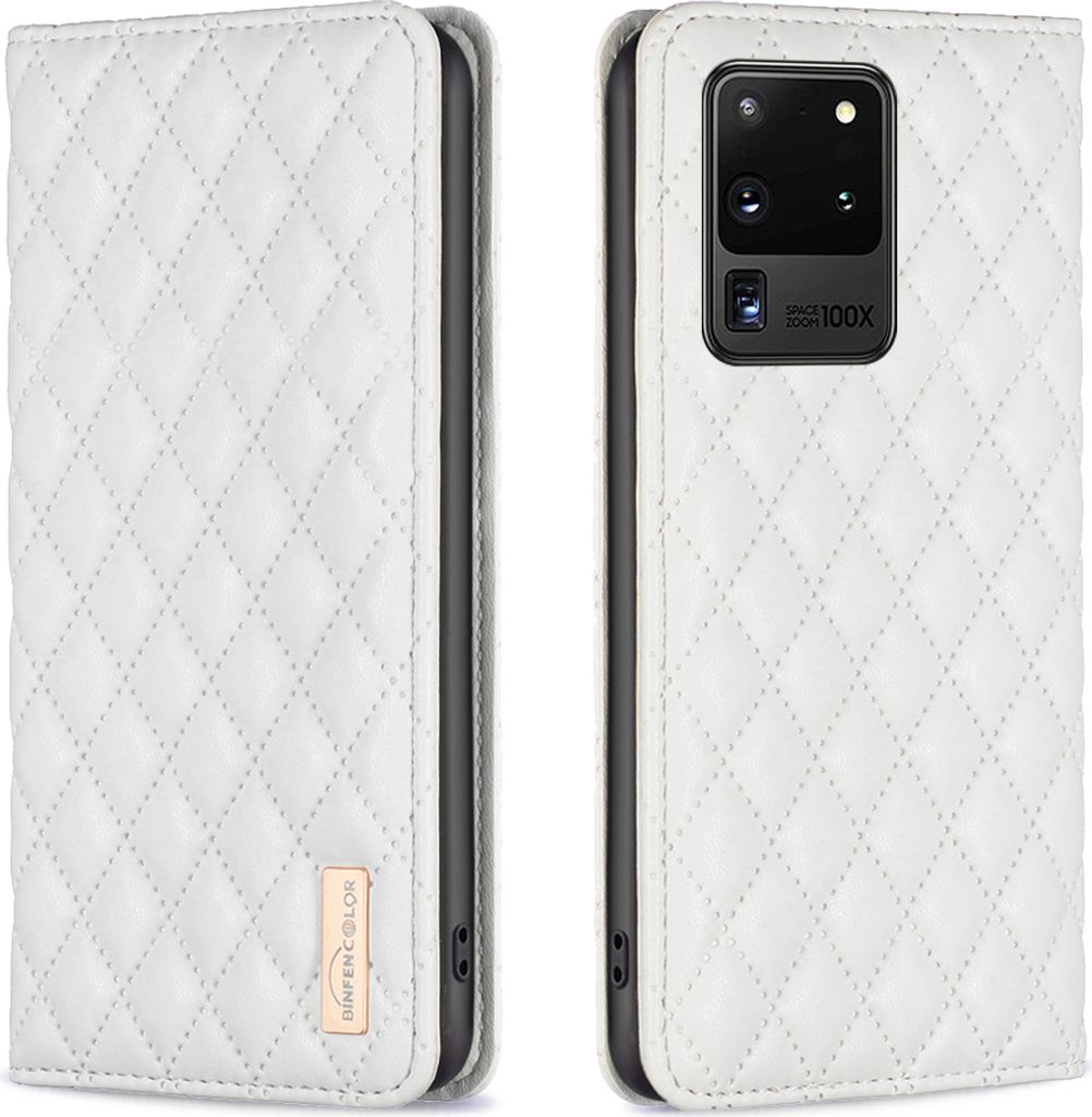 Galaxy S20 Ultra Hülle, Elegant Bookstyle Flip Leder Kartenfächer Schutzhülle mit Ständer für Samsung Galaxy S20 Ultra Weiß