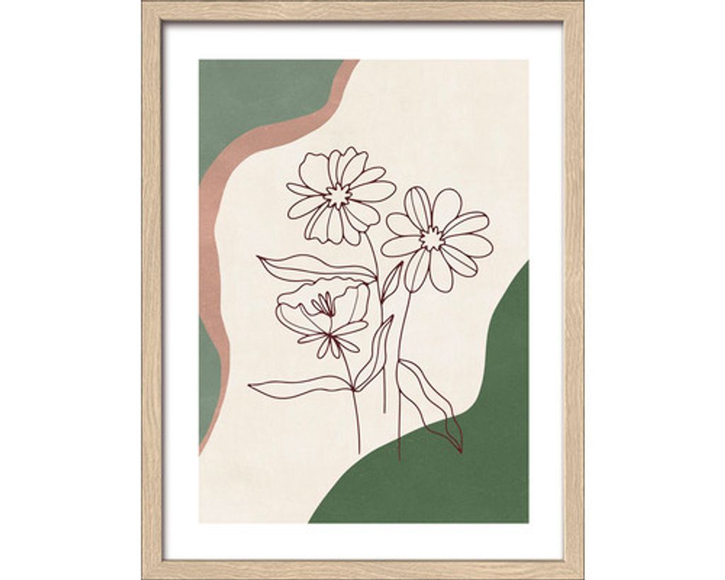 Gerahmtes Bild Geometrical Green Art II 33x43 cm