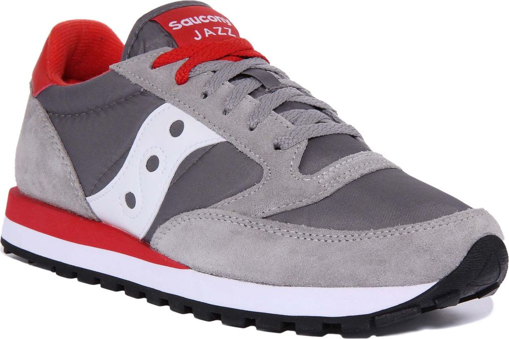 Saucony Jazz Orig al Herren Schnürung Wildleder Nylon Turnschuhe Grau Weiß – 7,5 UK - 42 EU - 8,5 US / Grau weiß