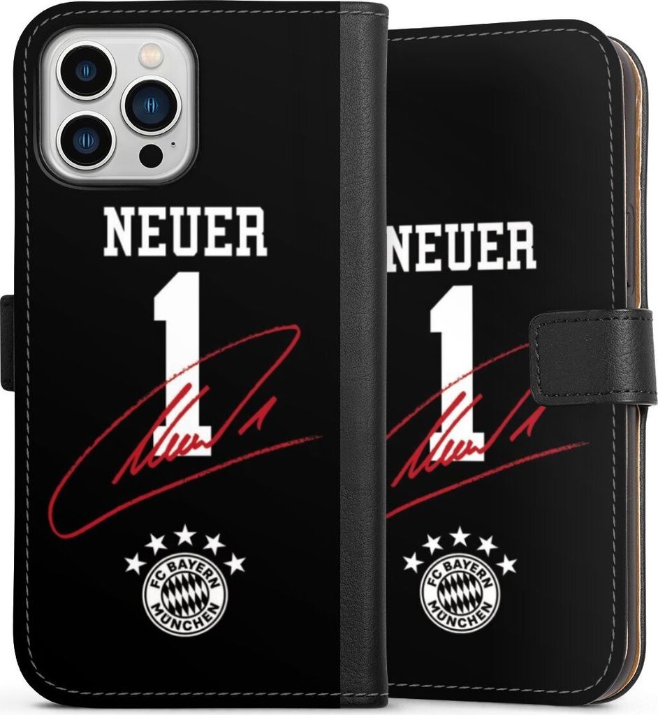 DeinDesign Klapphülle für Apple iPhone 13 Pro Max Handytasche Lederhülle Tasche FC Bayern München FCB Manuel Neuer