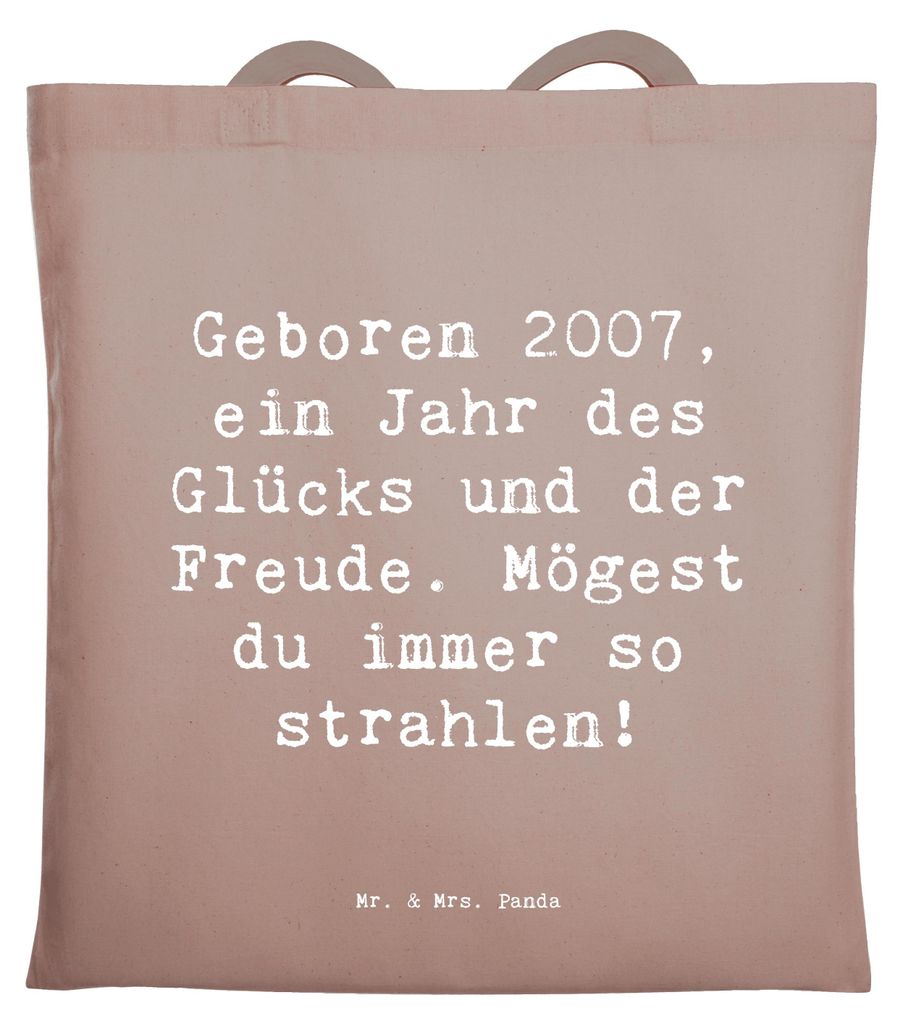 Mr. & Mrs. Panda Jutebeutel Spruch 2007 Geburtstag - Braun Pastell - Geschenk, Schultasche, liebevolle Geschenke, Shopping Tasche, Happy Birthday, ...