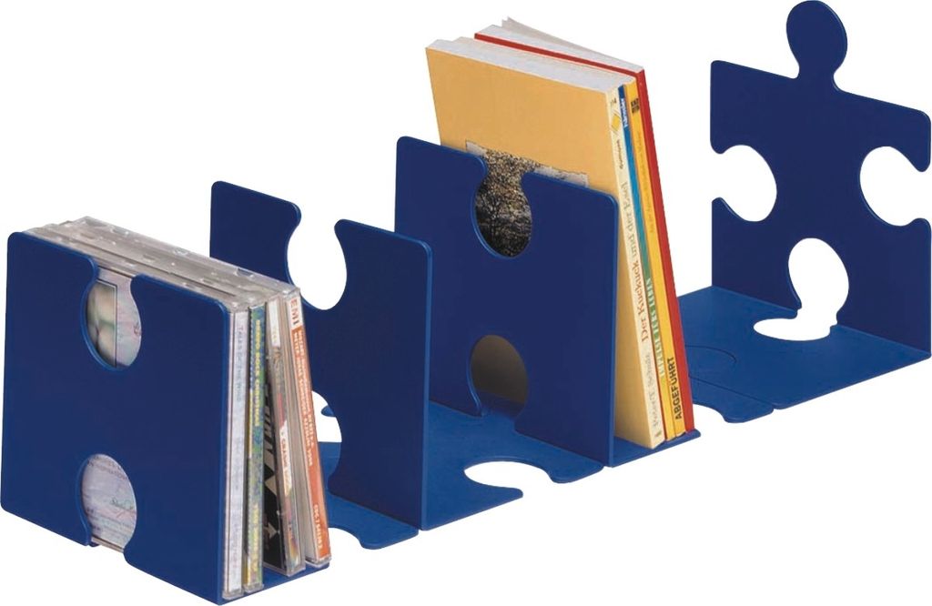 CD/Buchstütze Puzzle im 2er-Pack blau Packung mit 5 Stück