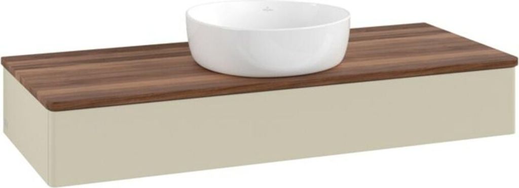 V&B Waschtischunterschrank ohne Frontstruktur, mit Beleuchtung Antao 120x19x50cm, WBP w. wal, si Gr m Lac