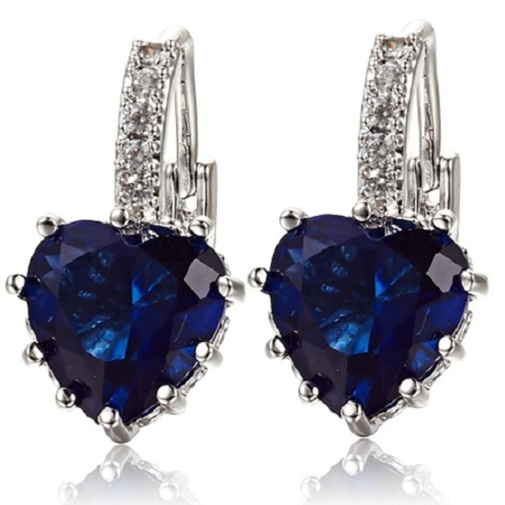 Ohrringe Silver Heart - Dunkel Blau | & Zirkonia KP25919