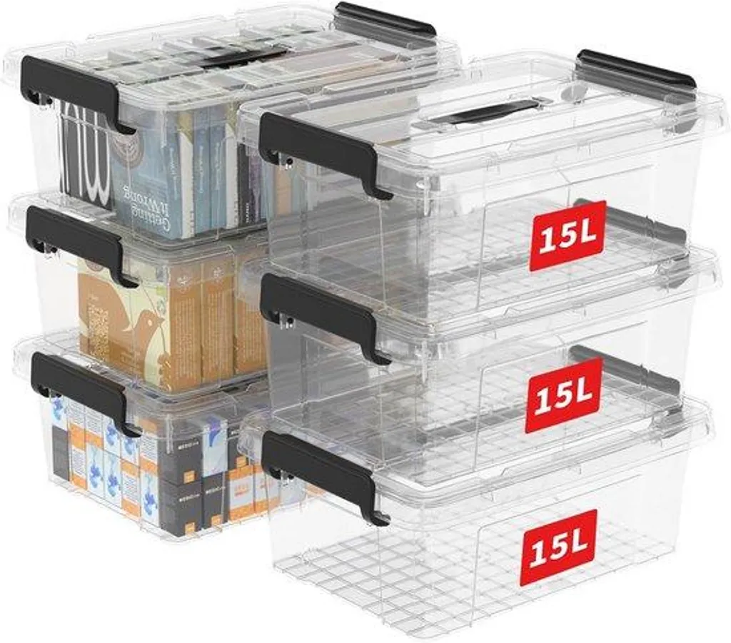 Boîte plastique hermétique à poignée lot de 90 pièces stockage empilable