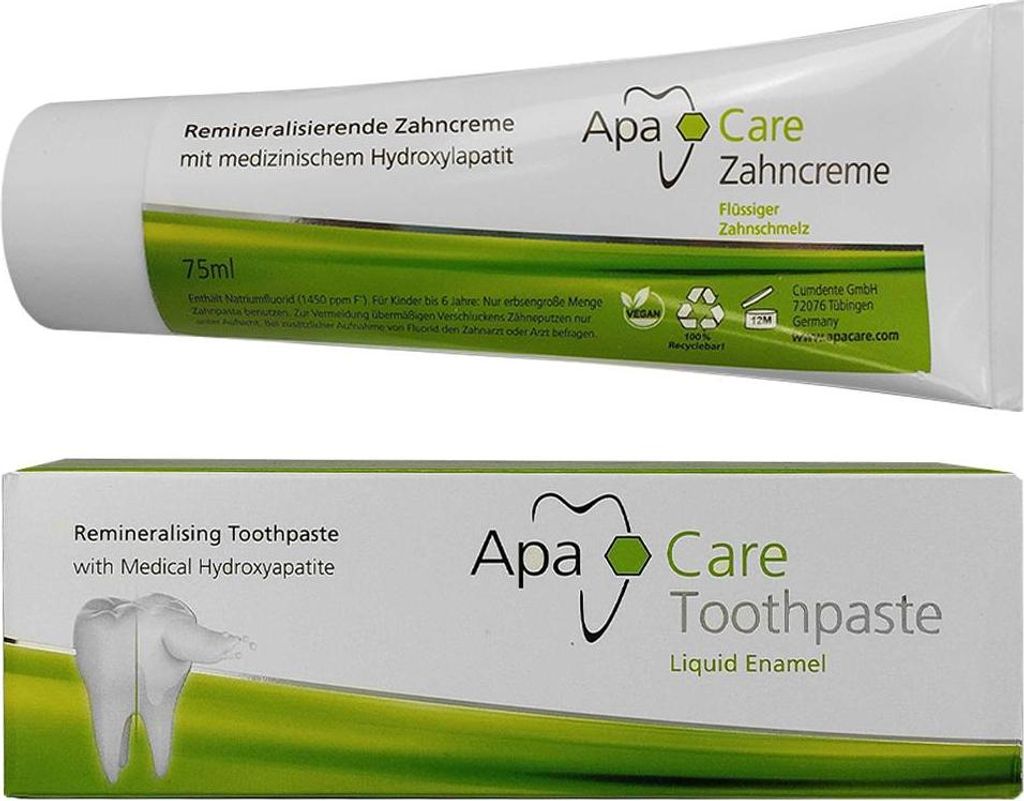 A tube and box of toothpaste, presented together against a white background.