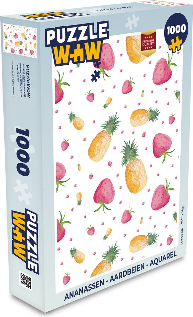 MuchoWow Puzzle 1000 Teile Ananas - Erdbeeren - Aquarell - Spielzeug - Alt und Jung - Spiele - Puzzeln