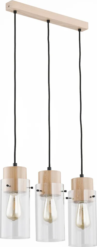 Grande suspension bois 100cm Tantum 3xe27 - Luminaire transparent design