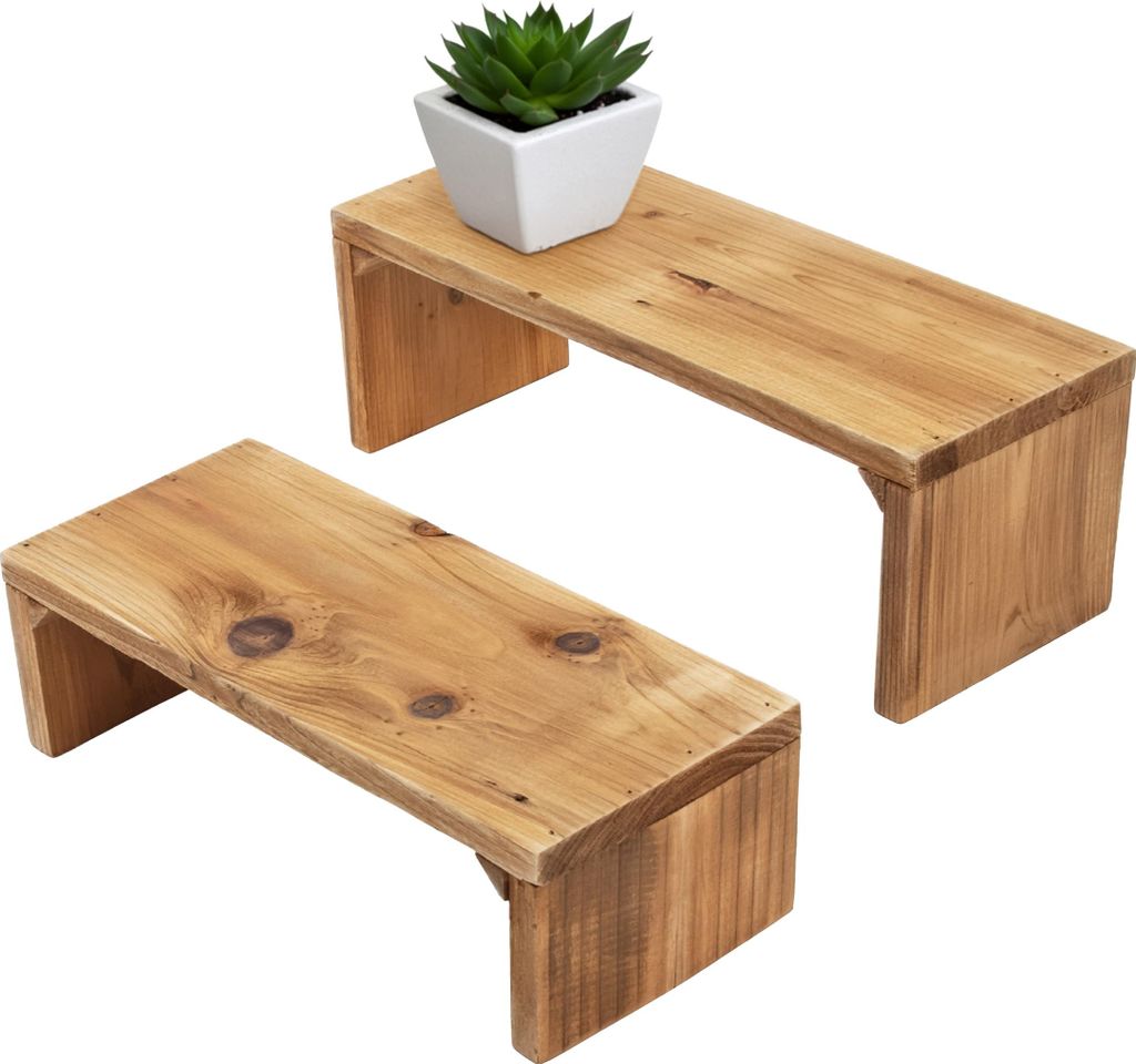 Banc à fleurs en bois recyclé, lot de 2, naturel - 35 / 30 Image du produit 