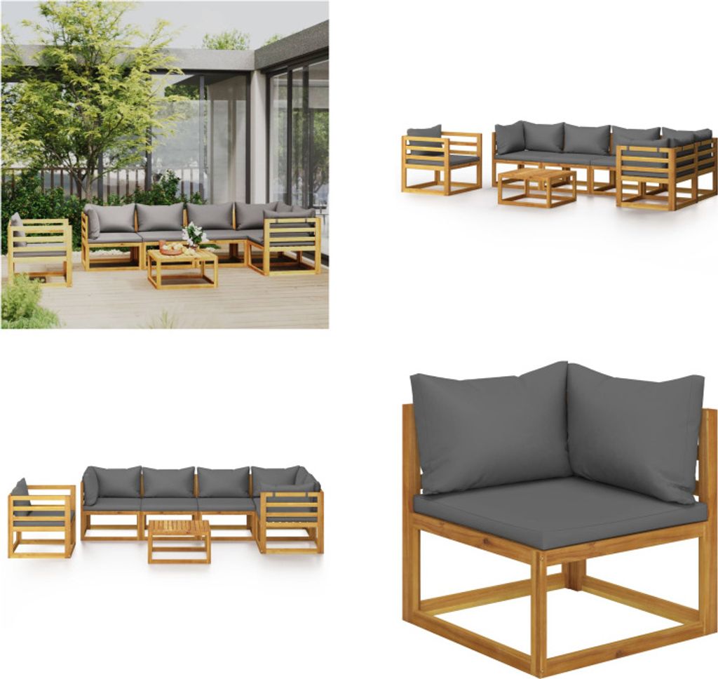 vidaXL 7 tlg. Garten Lounge Set mit Auflagen Massivholz Akazie - Garten-Lounge-Set - Garten-Lounge-Sets - Modulares Sofa-Set - Modulare Sofa-Sets