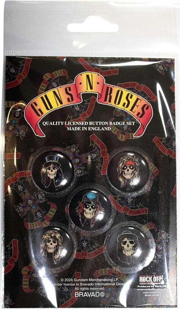 Guns N Roses - Abzeichen "Appetite Skulls" 5er-Pack - Kunststoff, Metall RO11490 (Einheitsgröße) (Schwarz)
