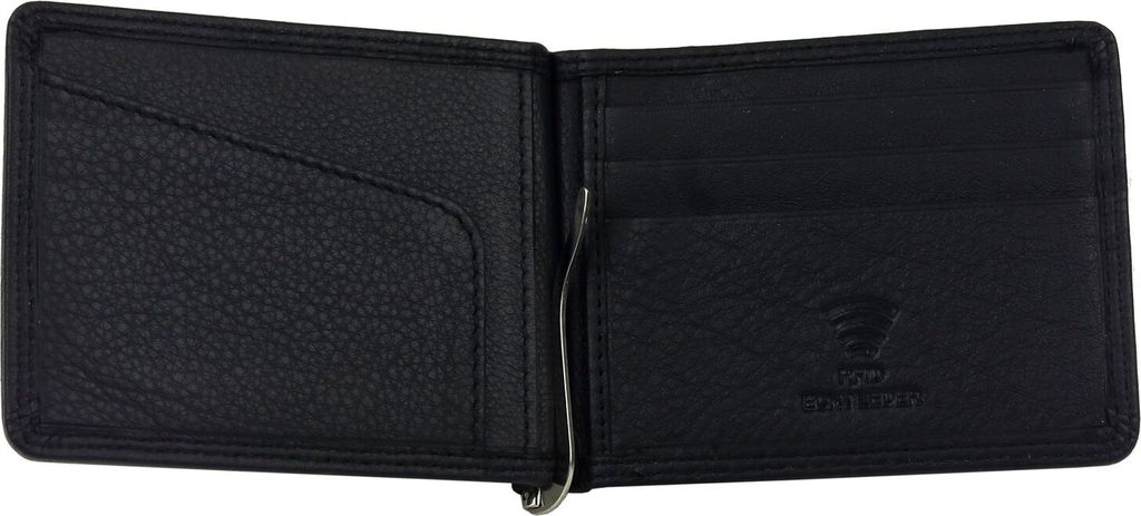 Dollarclip RFID Safe Geldklammer Geldbörse Herren Damen Leder Schwarz