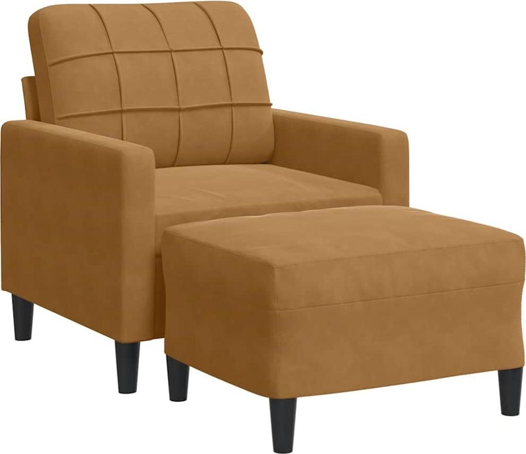 vidaXL Sessel mit Hocker Braun 60 cm Samt