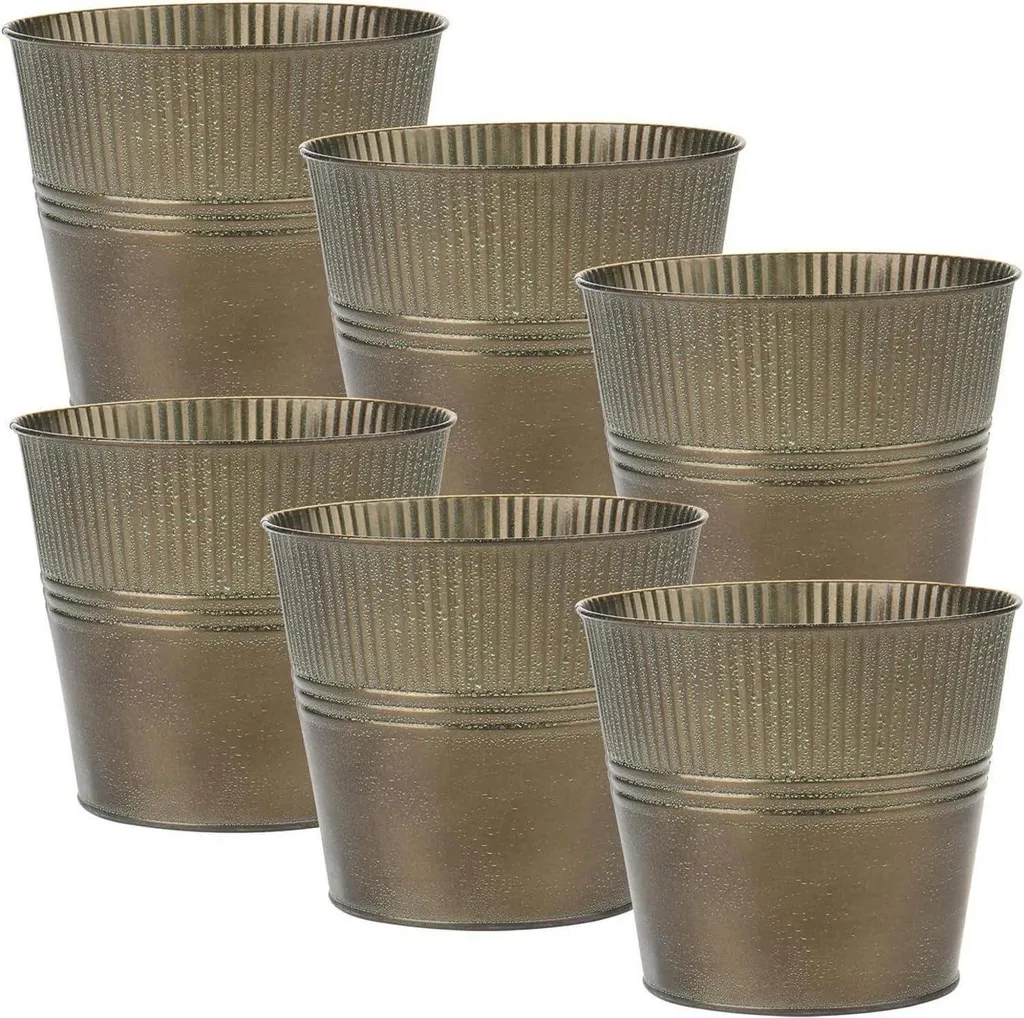 Lot de 6 Pots de Fleurs en Acier Galvanisé Durables contre la Casse