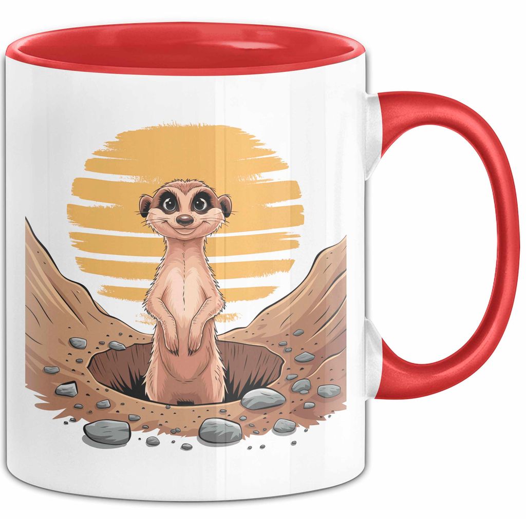 Erdmännchen Tier Tasse Geschenk Lustige Geschenkidee Spruch (Rot)