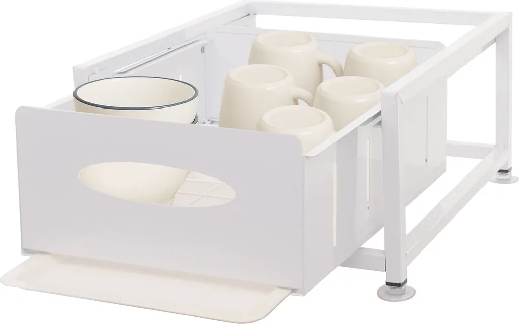 Étagère de cuisine coulissante et tiroir extensible télescopique blanc